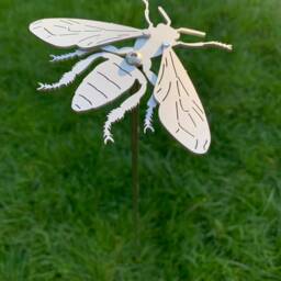 Large Honey Bee Stem - Silver, Anodised Aluminium, Garden Art Sculpture - thumbnail 3