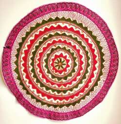 Handmade Embroidered Round Tapestry Colorful Geometric Indian Wall Hanging