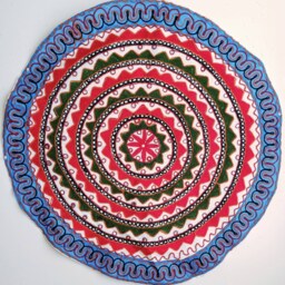 Handmade Embroidered Round Tapestry Colorful Geometric Indian Wall Hanging - thumbnail 3