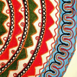 Handmade Embroidered Round Tapestry Colorful Geometric Indian Wall Hanging - thumbnail 4