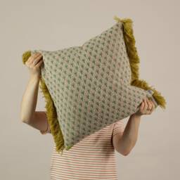 Cactus Cushion With Tassels, Handwoven in Brighton Uk, Velvet Back