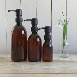 Refillable 500Ml Brown Plastic Bottles Soap Dispenser - Lightweight Matt Black Style Metal Pump On Trend Bathroom Accessory Sold Empty - thumbnail 2