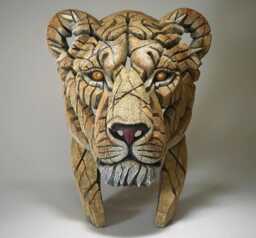 Yuna The Lioness Bust Sculpture - Hand Painted Art Marble Dust & Resin Wildlife Decor