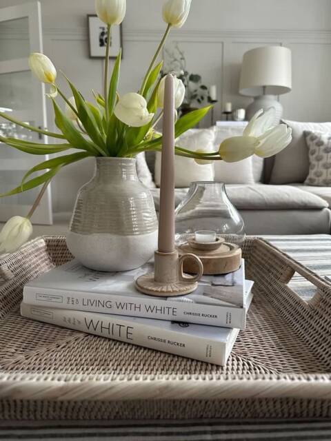 Glazed Ceramic Taper Candle Holder Neutral Or Sage Green With Gold Accent - image 1