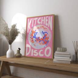 Kitchen Disco Art Print Poster, Ball Art, Colourful Print, Boho Decor Retro 70S 80S 90S Art - thumbnail 1