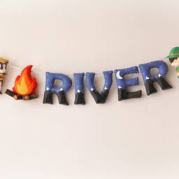 Nursery Decor, Camping Name Banner, Baby Garland, Felt Shower Gift, Sign - thumbnail 3
