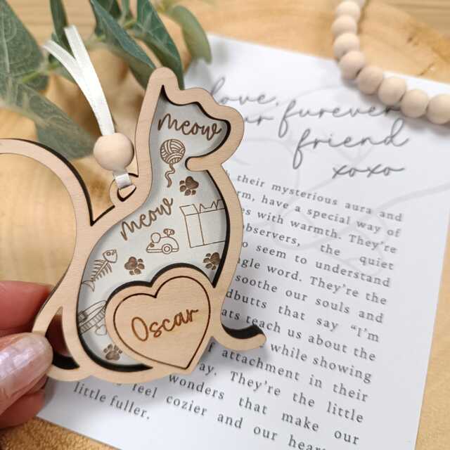 Christmas Tree Cat Gift - Bauble Pet Poem Mum - image 1
