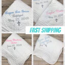 Baby Dedication Gift For Girl Christening Gifts Granddaughter Baptism Girl Personalized Blanket Date - thumbnail 4