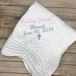 Baby Dedication Gift For Girl Christening Gifts Granddaughter Baptism Girl Personalized Blanket Date - thumbnail 3