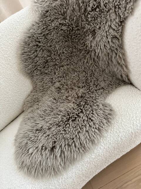 Taupe Brown Curly Sheepskin Rug/Double Length Genuine Sheepskin/ Hygge/ Chair Cover/ Bed Cover Carpet Eco Interior Decor Scandi - image 1