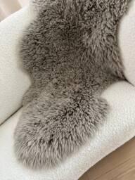 Taupe Brown Curly Sheepskin Rug/Double Length Genuine Sheepskin/ Hygge/ Chair Cover/ Bed Cover Carpet Eco Interior Decor Scandi - thumbnail 1