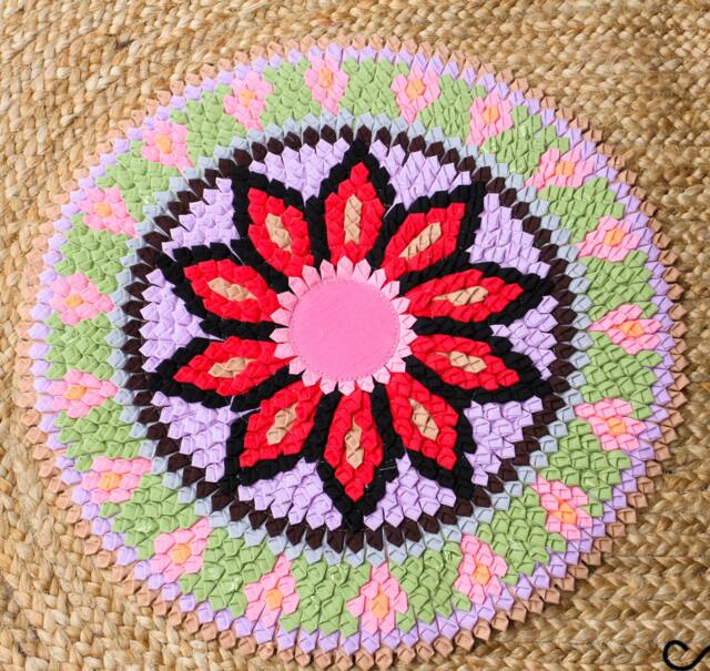 Handmade Round Fabric Rug - Colourful Mandala Boho Mat Or Wall Hanging - Eco-Friendly, 50cm - image 1