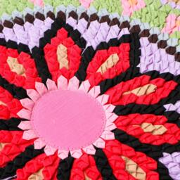 Handmade Round Fabric Rug - Colourful Mandala Boho Mat Or Wall Hanging - Eco-Friendly, 50cm - thumbnail 2