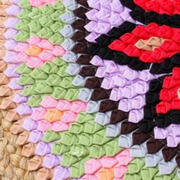 Handmade Round Fabric Rug - Colourful Mandala Boho Mat Or Wall Hanging - Eco-Friendly, 50cm - thumbnail 3
