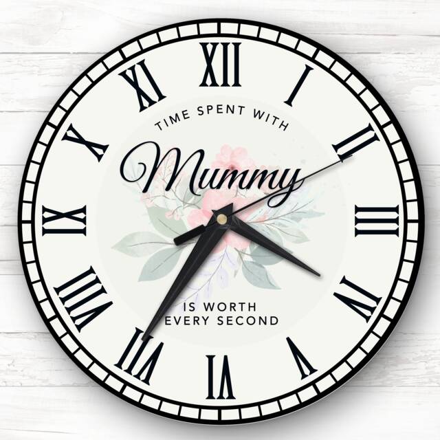 Time Spent With Mummy Pink Floral Personalised Gift Clock - image 1
