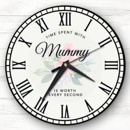 Time Spent With Mummy Pink Floral Personalised Gift Clock