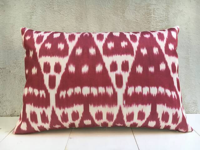 Silk Ikat Pillow Cover, Handwoven Decorative Cushion - 16x24 - image 1
