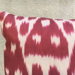 Silk Ikat Pillow Cover, Handwoven Decorative Cushion - 16x24 - thumbnail 2