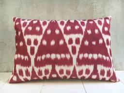 Silk Ikat Pillow Cover, Handwoven Decorative Cushion - 16x24 - thumbnail 1