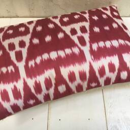 Silk Ikat Pillow Cover, Handwoven Decorative Cushion - 16x24 - thumbnail 4