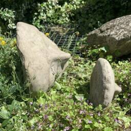 Stone Garden Beautiful Pair Of Half Face Modern Art Statue Concrete Ornament - thumbnail 3