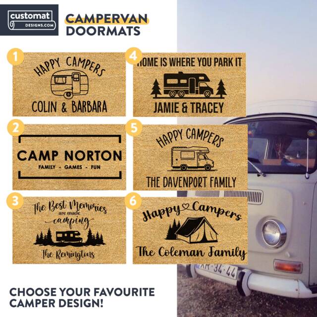 Camper Doormat - Personalized Camping Door Mat Van Gift Family Name Welcome Rv Rug Gifts For - image 1