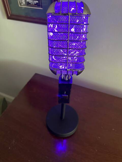 Retro Microphone Lamp Purple Led Light, Music Room Decor - image 1