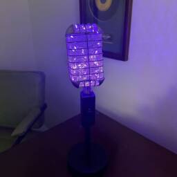Retro Microphone Lamp Purple Led Light, Music Room Decor - thumbnail 4