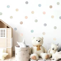 Watercolor Polka Dot Wall Decals Neutral Nursery Decor - 40 Pack - thumbnail 4