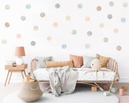 Watercolor Polka Dot Wall Decals Neutral Nursery Decor - 40 Pack - thumbnail 1