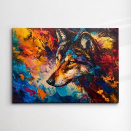 Wild Wolf Animal Abstract Modern Painting Wall Art, Framed Canvas Poster Print Home Kitchen Office Room Decor Gifts - thumbnail 3