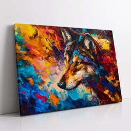 Wild Wolf Animal Abstract Modern Painting Wall Art, Framed Canvas Poster Print Home Kitchen Office Room Decor Gifts - thumbnail 2