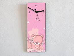 Girls Pink Teddy Bear - Wall Clock