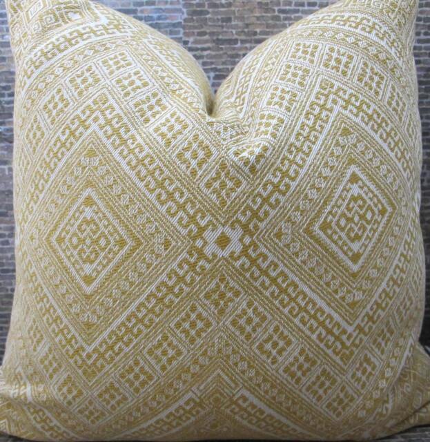 3Bm Designer Pillow Cover, Nate Berkus, Tumeric Embroidered Yellow - image 1