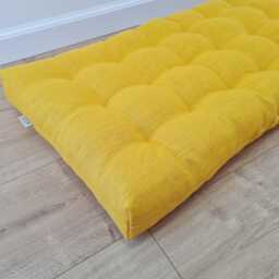 Hemp Linen Cushion Mat With Organic Hemp Fiber Filling in Natural Bright Yellow Linen Fabric Window Bench Custom Made - thumbnail 4