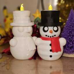 4.5 Inch Adorable Snowman Tealight Holder - thumbnail 4