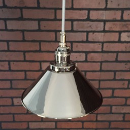 "Industrial Pendant Light -Chrome 8"" Cone Shade With Patented ""Huila" - thumbnail 3