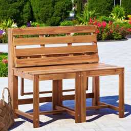 Convertible Acacia Wood Garden Bench Bistro Set - 2-In-1 Patio Furniture - thumbnail 2