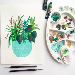 Teal Potted House Plants, Assorted Plant Print, Illustration, Art, Boho Wall Decor, Botanical Art - thumbnail 4