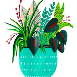 Teal Potted House Plants, Assorted Plant Print, Illustration, Art, Boho Wall Decor, Botanical Art - thumbnail 2