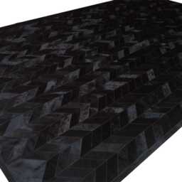 Black Chevron Cowhide Rug - Handmade Patchwork Leather Area - thumbnail 2