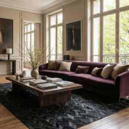 Black Chevron Cowhide Rug - Handmade Patchwork Leather Area - thumbnail 3