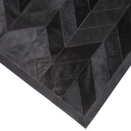 Black Chevron Cowhide Rug - Handmade Patchwork Leather Area - thumbnail 4