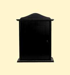 Black Wooden Key Cabinet With 6 Hooks - Wall-Mounted Storage Organizer - thumbnail 1