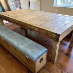 Wooden Ottoman Seat - Reclaimed & Storage With Foam Cushion - Handcrafted Game Table Seating The Empire - thumbnail 3