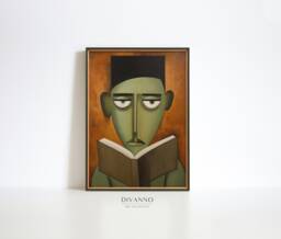 Abstract Figurative Painting Print, Man Portrait Painting, Neutral Wall Art, Contemporary Minimalist Canvas, Digital, Retro Dorm Decor - thumbnail 1