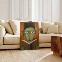 Abstract Figurative Painting Print, Man Portrait Painting, Neutral Wall Art, Contemporary Minimalist Canvas, Digital, Retro Dorm Decor - thumbnail 3
