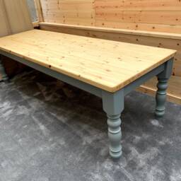 Solid Pine Farmhouse Dining Table, Custom Painted Wooden Kitchen Table - thumbnail 3