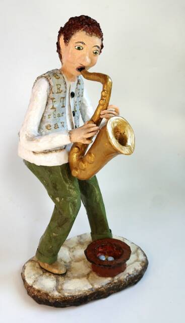 The Saxophone Street Player-Paper Mache Sculpture - image 1