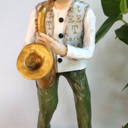 The Saxophone Street Player-Paper Mache Sculpture - thumbnail 4